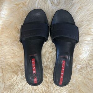 Vintage Prada  Kitten Heel Slide Mules Sandals